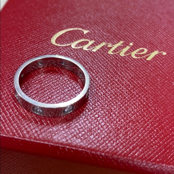 Cartier Diamond Love 18K Gold Band Ring 8 Diamonds - Picture 16 of 16